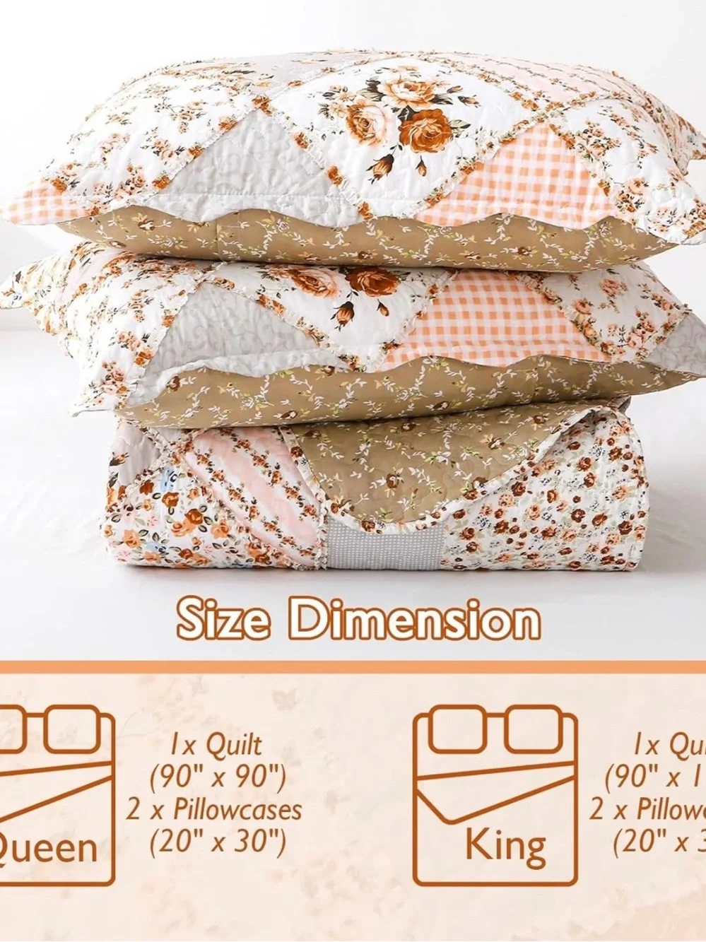 Floral Patchwork Quilt Set in Mustard & Pink - [Brand]